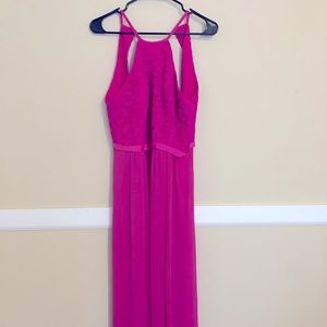 Pink halter top dress open back